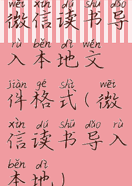 微信读书导入本地文件格式(微信读书导入本地)