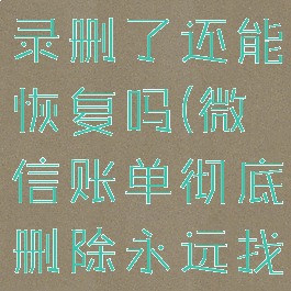 微信账单记录删了还能恢复吗(微信账单彻底删除永远找不回来)