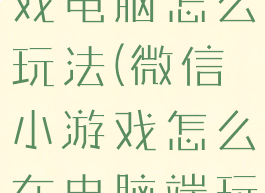 微信里的游戏电脑怎么玩法(微信小游戏怎么在电脑端玩)