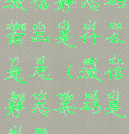 微信静态码商品是什么意思(微信静态条码是什么)
