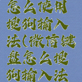 微信键盘怎么使用搜狗输入法(微信键盘怎么搜狗输入法设置不上)