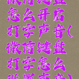 微信键盘怎么开启打字声音(微信键盘打字怎么设置声音)