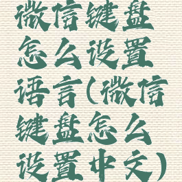 微信键盘怎么设置语言(微信键盘怎么设置中文)