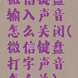 微信键盘输入声音怎么关闭(微信键盘打字声音怎么关)