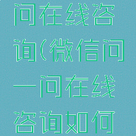 微信问一问在线咨询(微信问一问在线咨询如何进驻)
