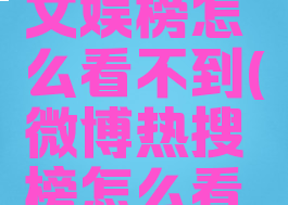 微博热搜文娱榜怎么看不到(微博热搜榜怎么看不到内容)