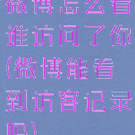 微博怎么看谁访问了你(微博能看到访客记录吗)