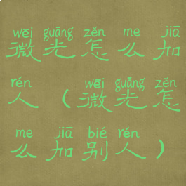 微光怎么加人(微光怎么加别人)