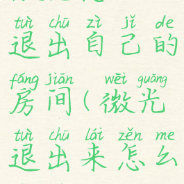 微光怎么退出自己的房间(微光退出来怎么进去)