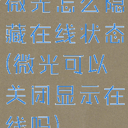 微光怎么隐藏在线状态(微光可以关闭显示在线吗)