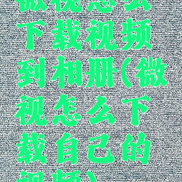 微视怎么下载视频到相册(微视怎么下载自己的视频)
