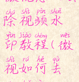 微视怎么去除视频水印教程(微视如何去除水印)