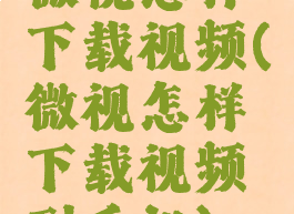 微视怎样下载视频(微视怎样下载视频到手机)