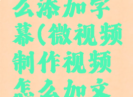 微视频怎么添加字幕(微视频制作视频怎么加文字)