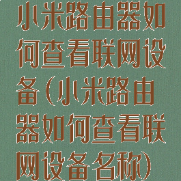 小米路由器如何查看联网设备(小米路由器如何查看联网设备名称)
