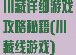 川藏详细游戏攻略秘籍(川藏线游戏)