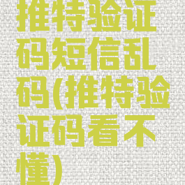 推特验证码短信乱码(推特验证码看不懂)