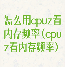 怎么用cpuz看内存频率(cpuz看内存频率)