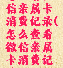 怎么看微信亲属卡消费记录(怎么查看微信亲属卡消费记录)