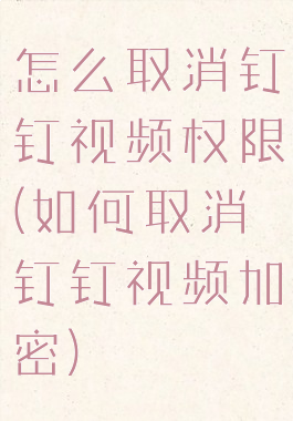 怎么取消钉钉视频权限(如何取消钉钉视频加密)