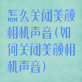 怎么关闭美颜相机声音(如何关闭美颜相机声音)