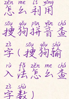 怎么利用搜狗拼音查字(搜狗输入法怎么查字数)
