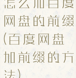 怎么加百度网盘的前缀(百度网盘加前缀的方法)