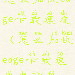 怎么加快edge下载速度(怎么加快edge下载速度的方法)