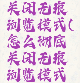 怎么彻底关闭无痕浏览模式(怎么彻底关闭无痕浏览模式苹果)