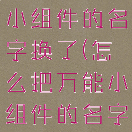 怎么把万能小组件的名字换了(怎么把万能小组件的名字换了华为)