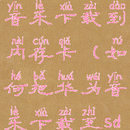 怎么把华为音乐下载到内存卡(如何把华为音乐下载至sd卡)