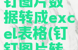 怎么把钉钉图片数据转成excel表格(钉钉图片转换excel)
