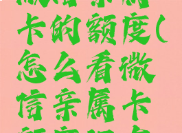 怎么查看微信亲属卡的额度(怎么看微信亲属卡额度还有多少)