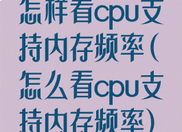 怎样看cpu支持内存频率(怎么看cpu支持内存频率)