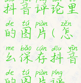 怎样保存抖音评论里的图片(怎么保存抖音的图片评论)