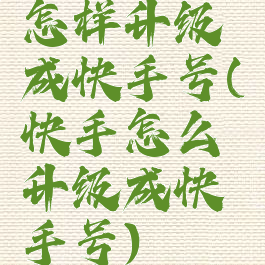 怎样升级成快手号(快手怎么升级成快手号)