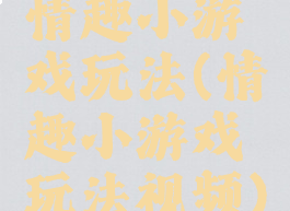 情趣小游戏玩法(情趣小游戏玩法视频)