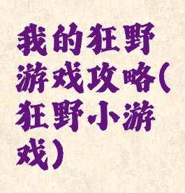 我的狂野游戏攻略(狂野小游戏)