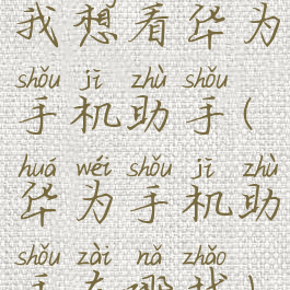 我想看华为手机助手(华为手机助手在哪找)