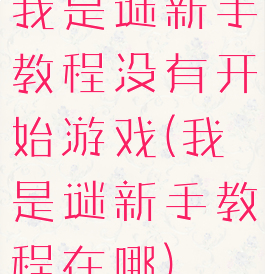 我是谜新手教程没有开始游戏(我是谜新手教程在哪)