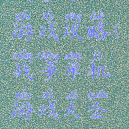 战争单机游戏攻略(战争单机游戏大全电脑)