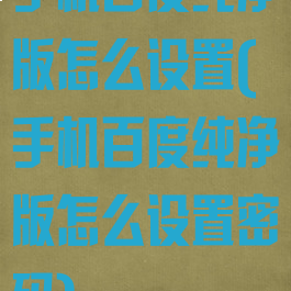手机百度纯净版怎么设置(手机百度纯净版怎么设置密码)
