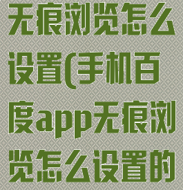 手机百度app无痕浏览怎么设置(手机百度app无痕浏览怎么设置的)