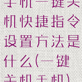 手机一键关机快捷指令设置方法是什么(一键关机手机)