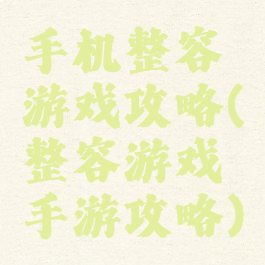 手机整容游戏攻略(整容游戏手游攻略)