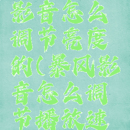 手机暴风影音怎么调节亮度的(暴风影音怎么调节播放速度)