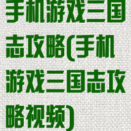 手机游戏三国志攻略(手机游戏三国志攻略视频)