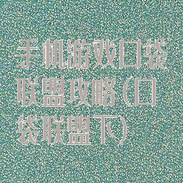 手机游戏口袋联盟攻略(口袋联盟下)