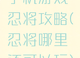 手机游戏忍将攻略(忍将哪里还可以玩)