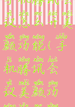 手机腾讯会议怎么开美颜功能(手机腾讯会议美颜功能怎么用)